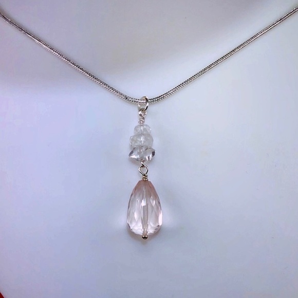 Rose Quartz, Moonstone & Diamond Earrings! - Picture 5 of 7